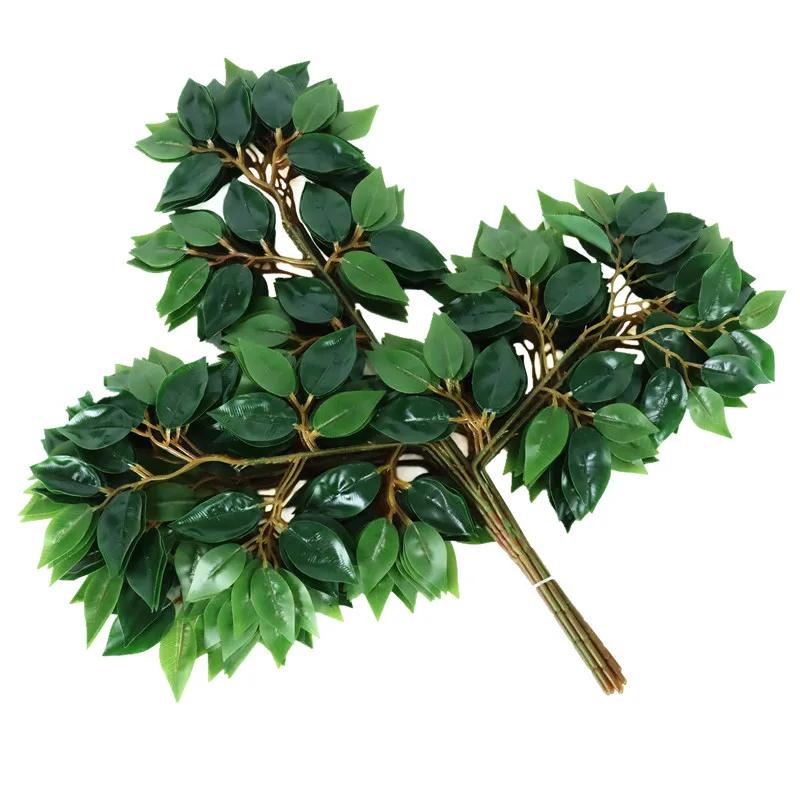 Simulated Banyan Tree Leaves Branches Fake Trees Garden Decoration Leaves 12 Pieces Glued Color Printed Large Simulated Plants