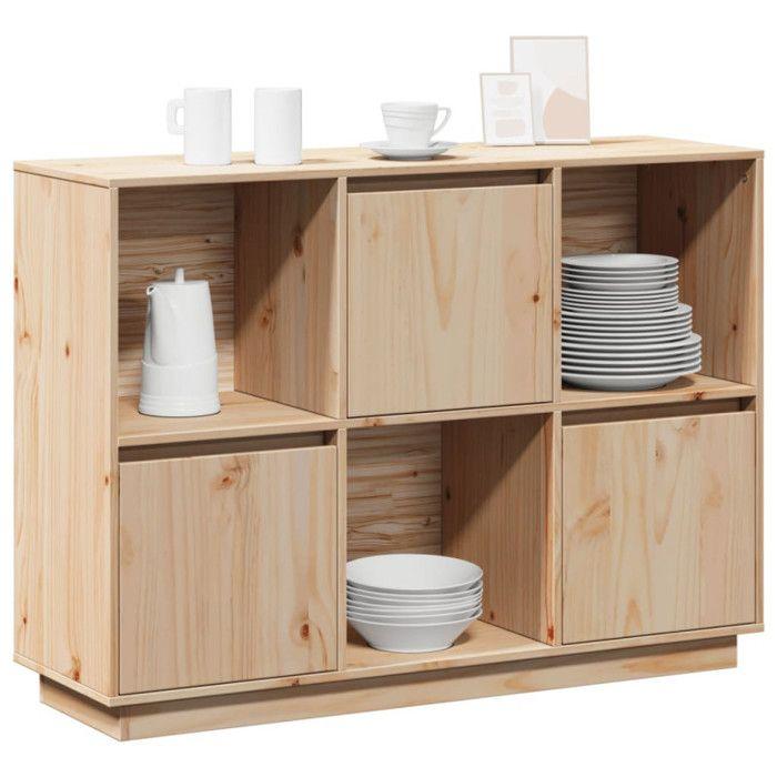 Buffet bas - VIDAXL - 110,5x35x80 cm - Bois massif de pin - 3 portes - Style moderne