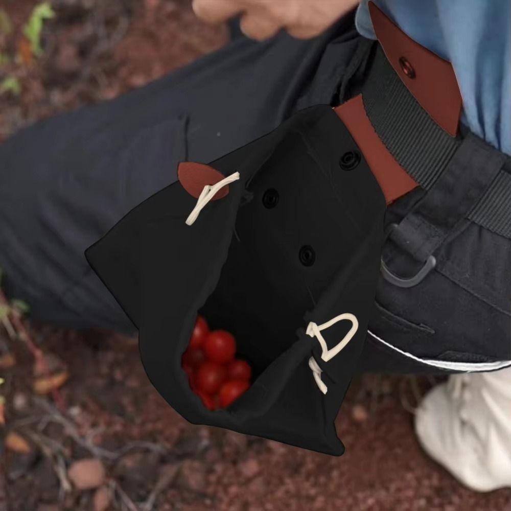 Collapsible Canvas Storage Bag Waxed Canvas Tool Waist Pack Outdoor Foraging Bag  Garden Harvest