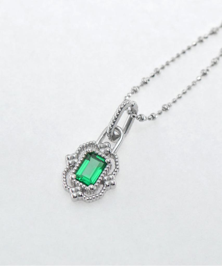 Vivus Rapillus Royal Green White Gold Silver Necklace
