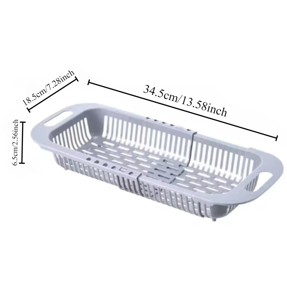 Extendable Over the Sink Colander Fruits and Vegetables Drain Basket Adjustable Strainer Sink Washing Basket for Kitchen