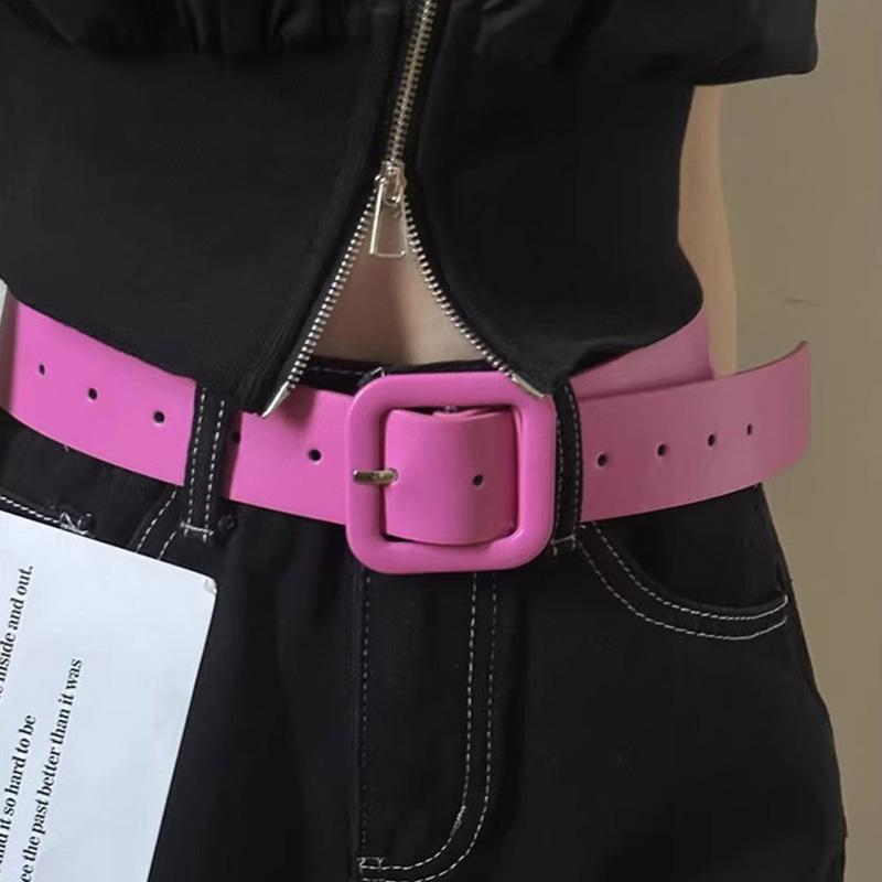 Wide PU Leather Women Belt Simple Pin Buckle Adjustable Wild Waistband Female Student Jeans Pant Decorative Hip Hop Y2K Straps