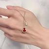 S925 Sterling Silver Gourd Necklace: Women's Chinese Style Red Agate Tassel Pendant Chain