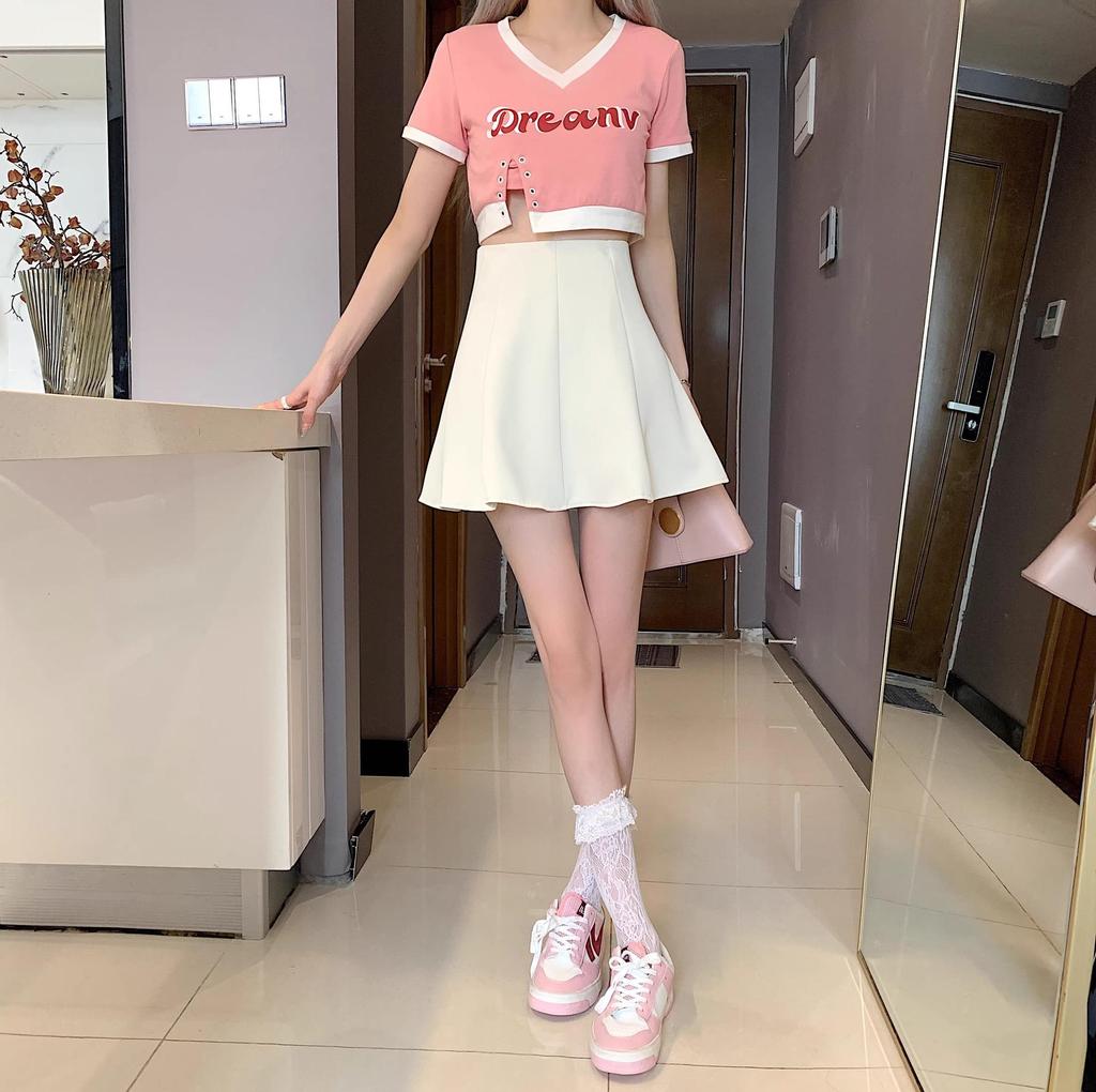 2026 A-Line High-Waisted Mini Skirt - Slimming, Fluffy Hem, Waist-Cinched Women's Spring/Summer Skirt Set