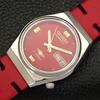 USED MENS CITIZEN AUTOMATIC 8200 JAPAN DAY&DATE RED COLOR DIAL WATCH A432811-2 R113-a432811