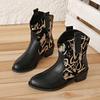Women's Pointed Block Heel Medium Heel Alphabet Graffiti Low Leg Boots Sleeve Western Cowboy Knight Boots Women's Plus Size