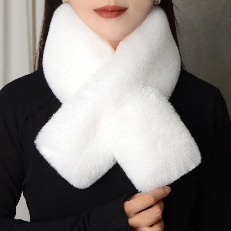 Luxury Winter Warm Faux Fur Rabbit Fur Scarf Double Sided Plush Thickened Fur Warm Hundred With Female Students Scarf Fur Collar