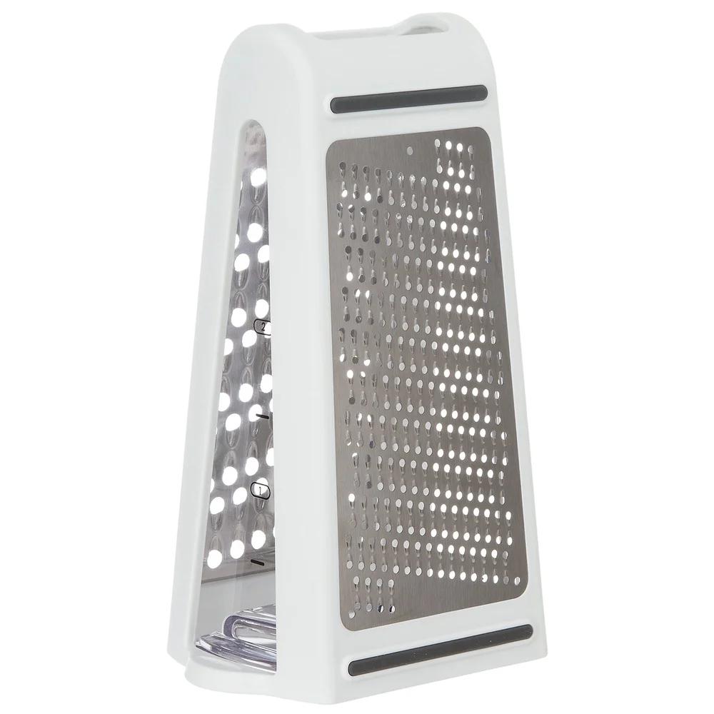 Stainless Steel Grater with 2 Cup Canister Fine and Medium Blades Measurement Marks Rust Resistant Kitchen Tool Cheese Carrots