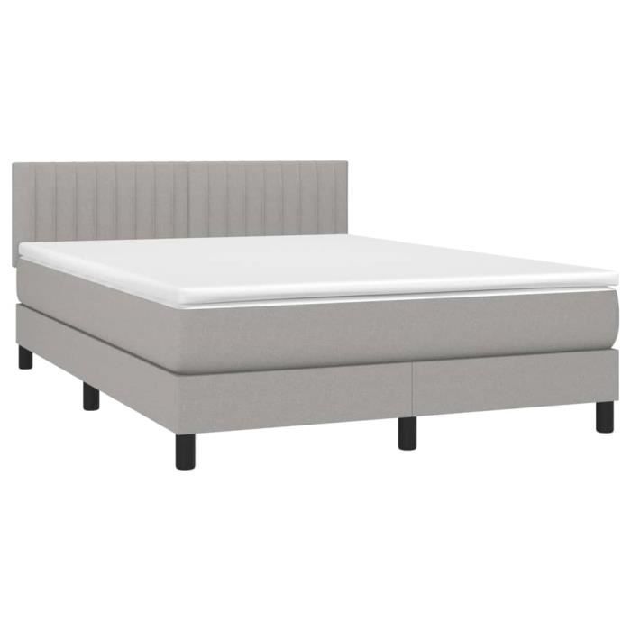 VidaXL Lit à sommier tapissier avec matelas Gris clair 140x190cm Tissu - Modèle 3140209