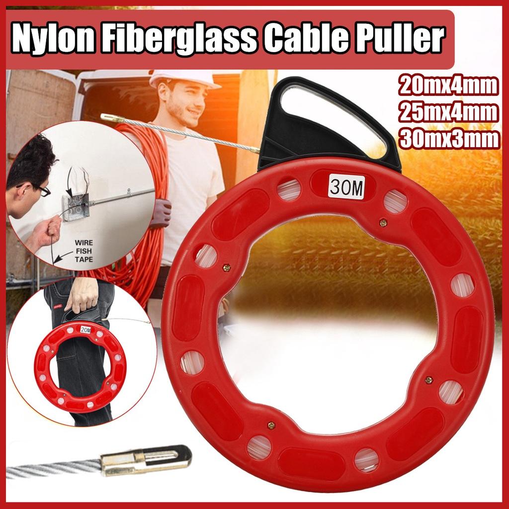 New Fiberglass Fish Tape Reel Puller Conduit Ducting Rodder Pulling Wire Cable Red Ducting Rodder Pulling Wire Cable Puller Nylon Fiberglass +ABS