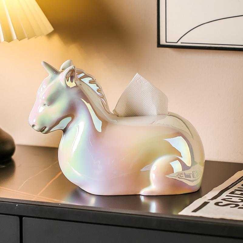 Light Luxury Colorful Unicorn Tissue Box Creative Home Living Room Coffee Table Desktop Decoration Ornament High Value Paper Box