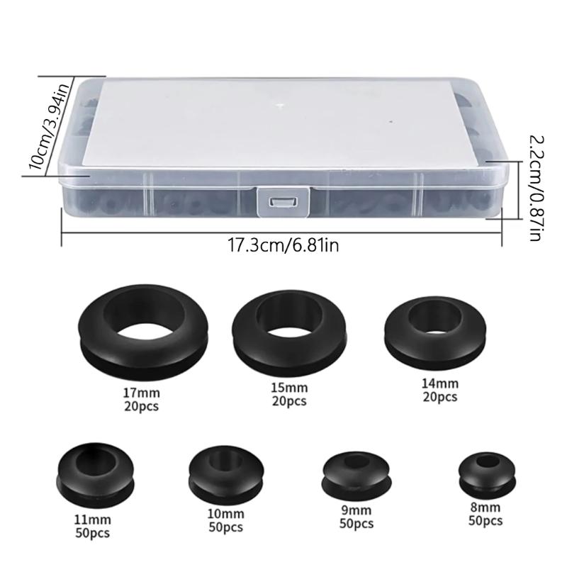 260Pcs Rubber Grommets Kit Rubber Wire Grommets Rubber Hole Grommet Gaskets Firewall Hole Plug Grommets Assortment