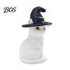 Witch Hat Cat Decor Halloween Figurine, Resin Hat/Moon/Pumpkin/Skull Statue Cute Spooky Sculpture for Tabletop, Mantel, Shelf, Desk Black And