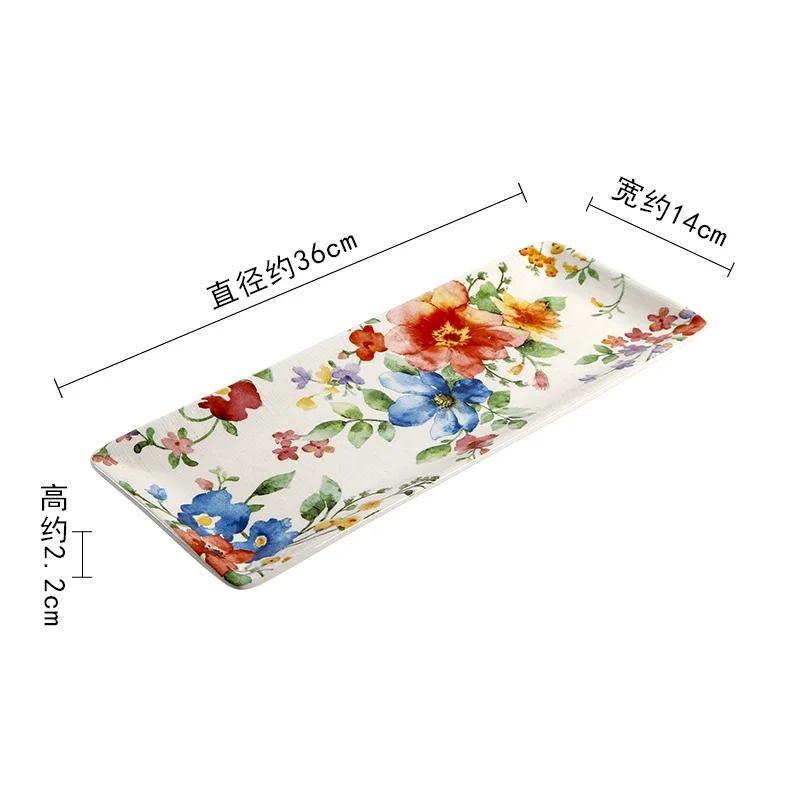 Creative Exquisite Flower Ceramic Plate Home Circular Afternoon Tea Cake Dessert Tray Delicious Dishes Large Soup Bowl Tableware