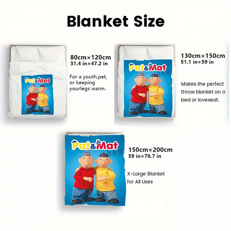 Pat & Mat 2D Flat Pattern Flannel Blanket High Quality All Seasons Warmth and Comfort Perfect for Christmas Gifts.PMT0914457