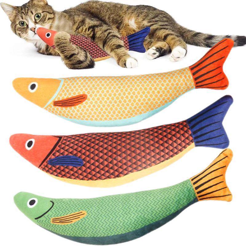 Cat Fish Plush Toy - Bite-Resistant, Self-Play, Teething Relief, Durable Simulation for Kittens