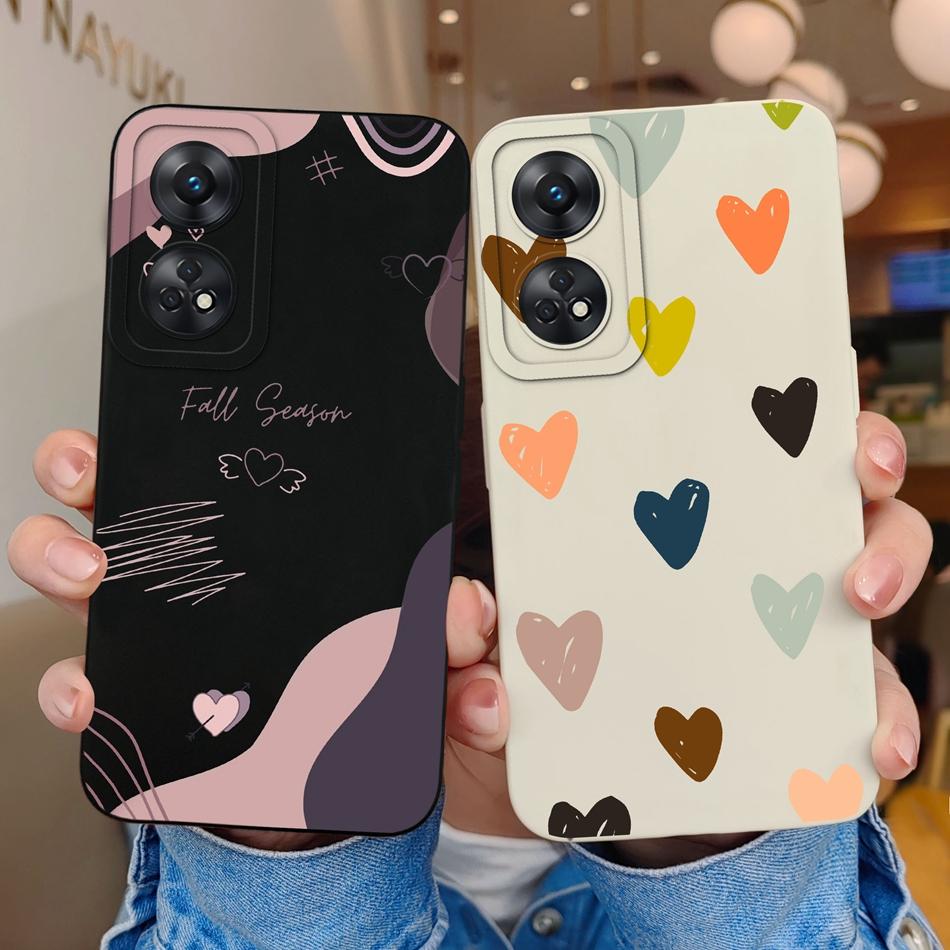 Per Custodia Telefono Oppo Reno 8T 8Z Cuore Amore Protezione Fotocamera Morbido Silicone Liquido Copertura Posteriore Per OPPO Reno8T 4G 5G 8 Lite Guscio