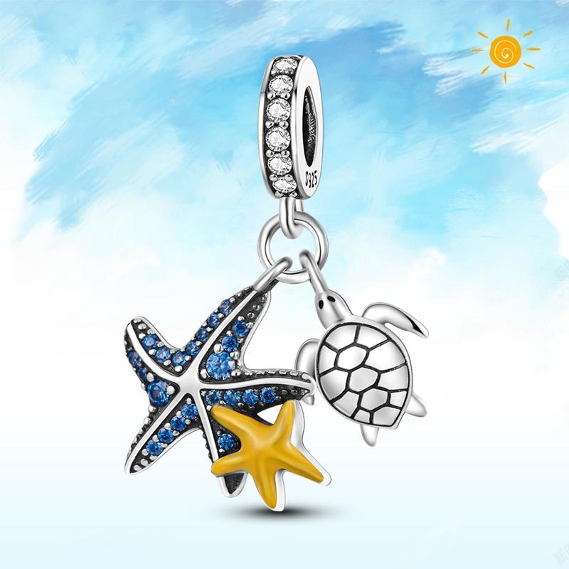 copper Authentic Charm Bead Charms Blue Sea Butterfly Whale CZ Charm Bead Charms Bead Charms Compatible With Authentic Accessories Bracelets Do It You