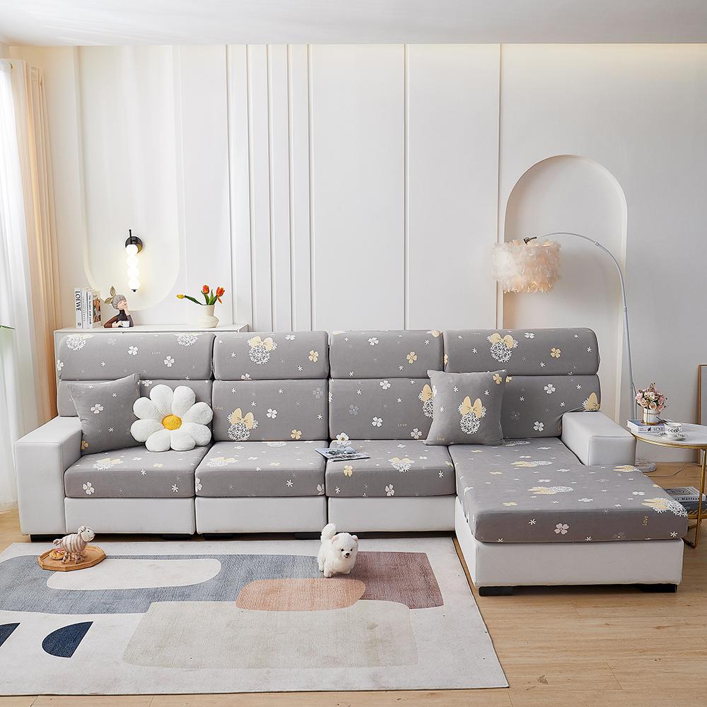 Summer Universal Stretch Sofa Cover Full Cover Cover Cute Print Sofa Towel Full Cover Ice Silk Thread Sofa Cushion