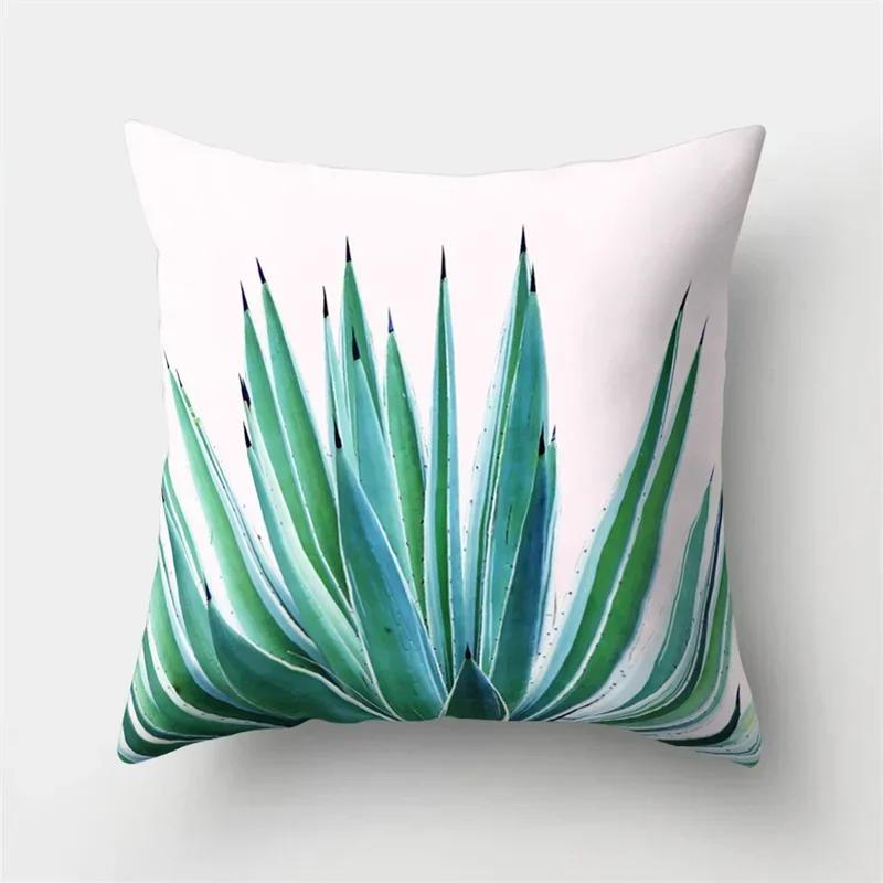 Tropical Plant Green Leaves Cactus Pillowcase Living Room Sofa Cushion Cover Office Bedroom Home Decorative Pillow Covers