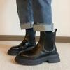 Spring and Autumn Single Boots Retro Round Head Platform Martin Boots Women's Thick Heel Short Boots Chelsea Boots Smoke Boots