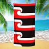 Maori Flag Beach Towel, Quick-Dry Soft Microfiber Red Black Stripes White Wave for Travel Beach Pool Camping
