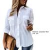 Umlegekragen Einreiher Langarm Klappentaschen Damenhemd High-Low Saum Seitenschlitz Locker geschnittenes Hemd Damenbekleidung
