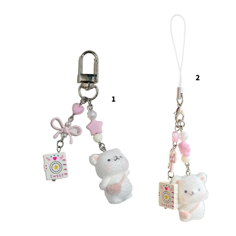 Soft Plush Bear Keychain Cute Bag Charm Car Keyring Sturdy Flocking Material Perfect Gift For Kids And Adults