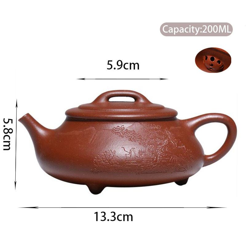 

200ml Chinese Yixing Famous Purple Clay Teapot Handmade Stone Scoop Tea Pot Beauty Tea Infuser Kettle Zisha Tea Set Customized