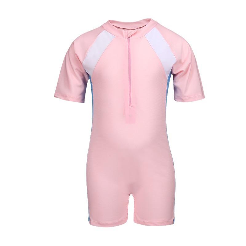 Kids' Quick-Dry Conservative One-Piece Swimsuit - Short-Sleeved, Waterproof, for Boys and Girls - Toddler To Youth Sizes