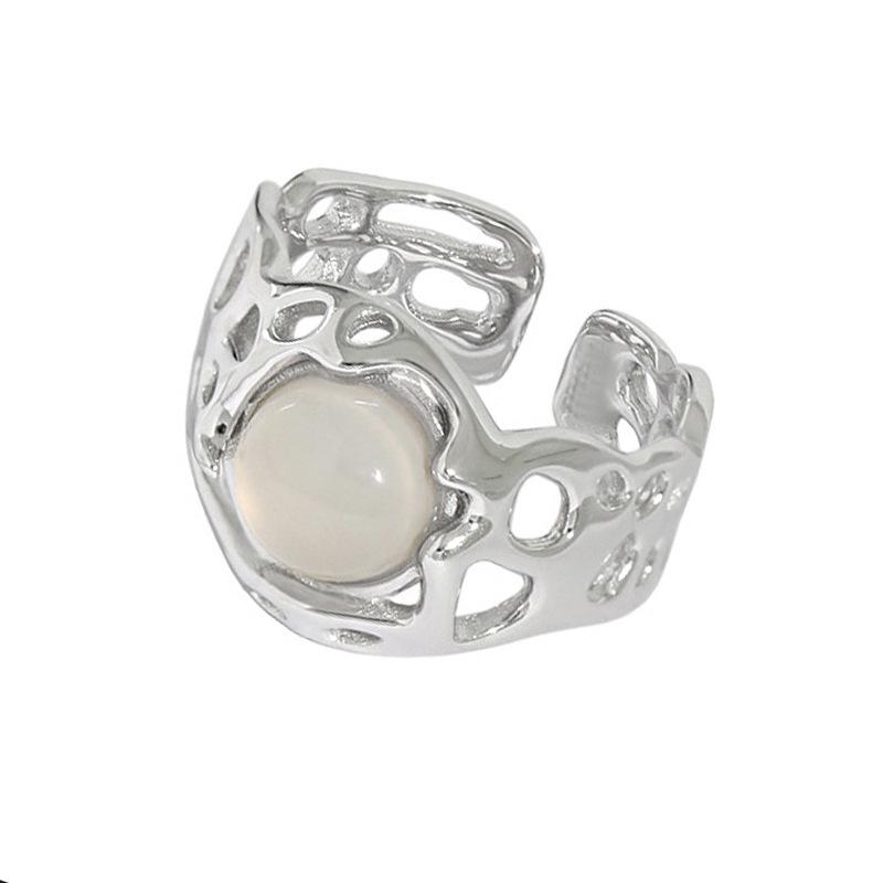 [Magic Ring Tracing Light] French Personalized Moonstone Advanced Sense Opening Ring Niche Women'S Simple Ring