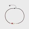 Stone Combi Necklace - Pearl Trio _ RED