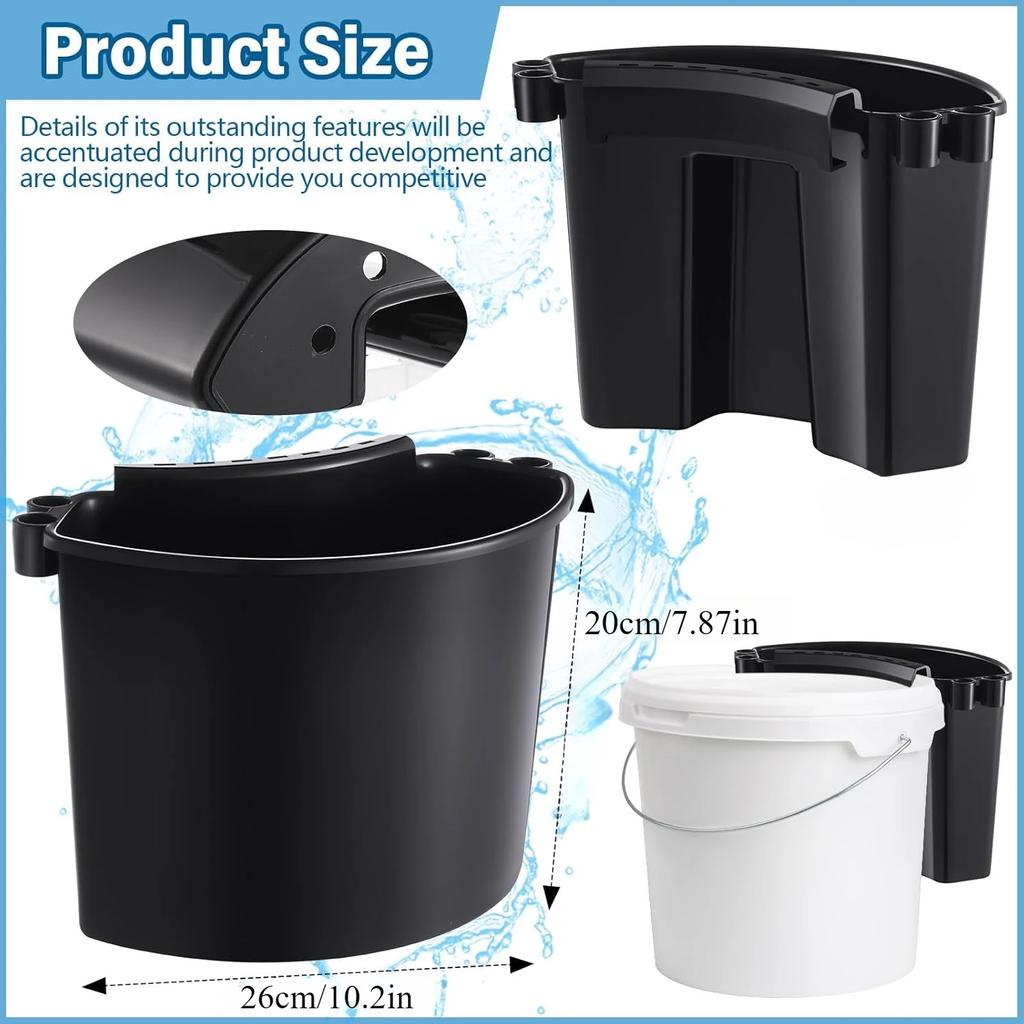 4Pcs Car Detailing Bucket Portable Car Washing Bucket Multipurpose Squeegee Hanging Organizer for Accessories Tool Picnic, Black