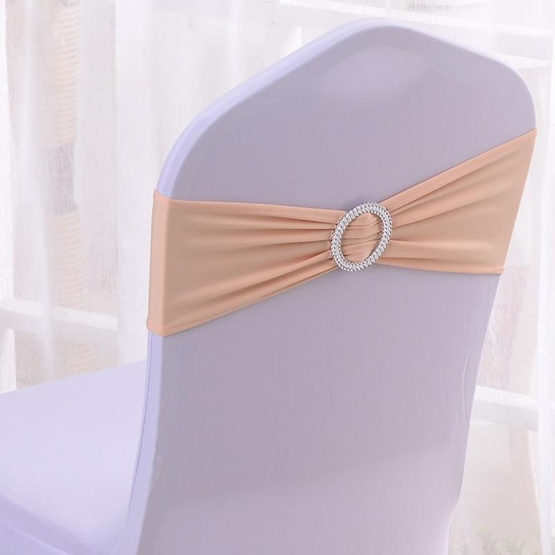 Wedding Decoration Birthday Party Chair Cover Elastic Hoop Bow Tie Elastic Fabric with Circular Buckle Suitable for All Banquet Chairs in The Hotel