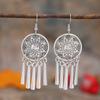 Retro Tibetan silver fringed earrings women's long temperament versatile earrings fashion personality vacation earrings