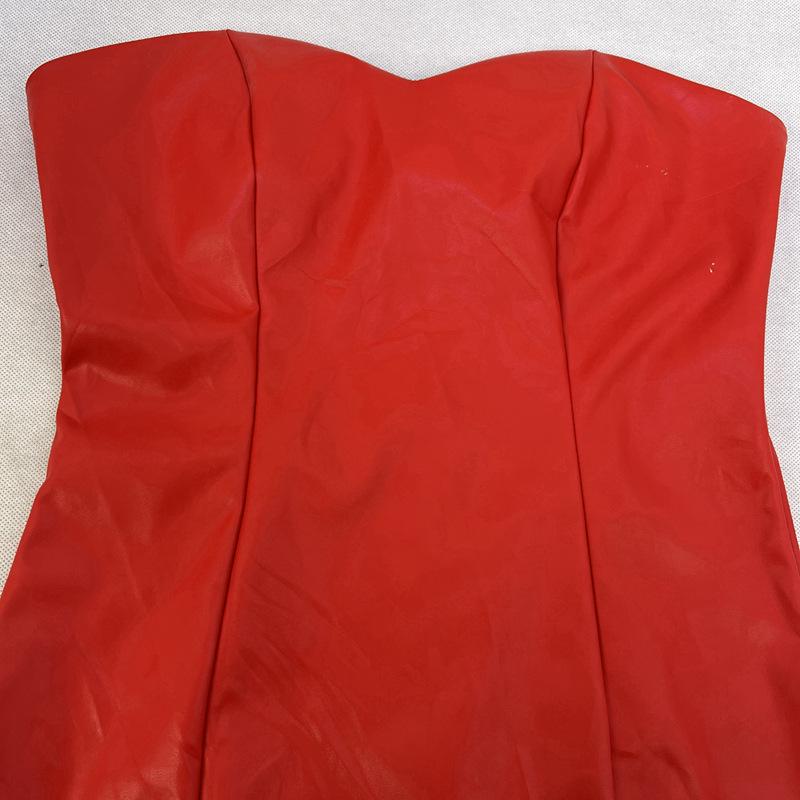 2024 European & American Style Women's Solid Color Sexy Tube Top Slim Waist Dress - Nightclub Outfit