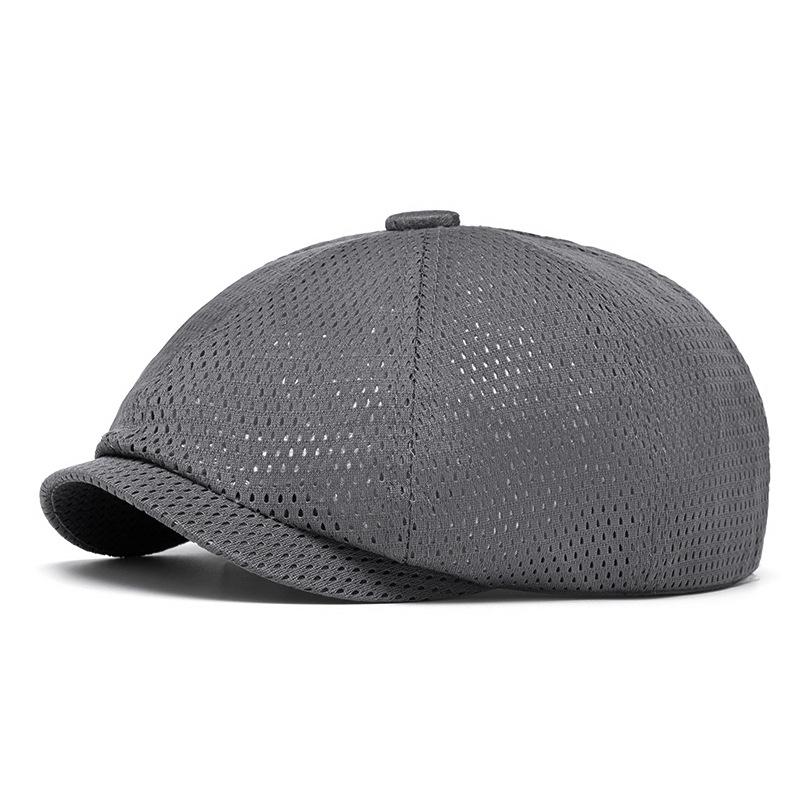 Summer Thin Breathable Mesh Cap Men's Hollow Cap Outdoor Sun Protection Sun Hat British Beret Octagonal Cap