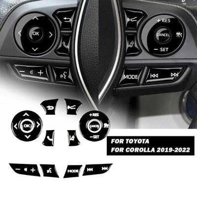 Obložení krytu tlačítka na volantu pro Toyota Corolla 2019-2024 Lesklá černá Nálepka na kryt tlačítka na volantu