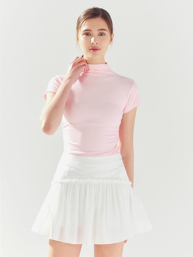 Road Roar Frill Shirred Skirt White
