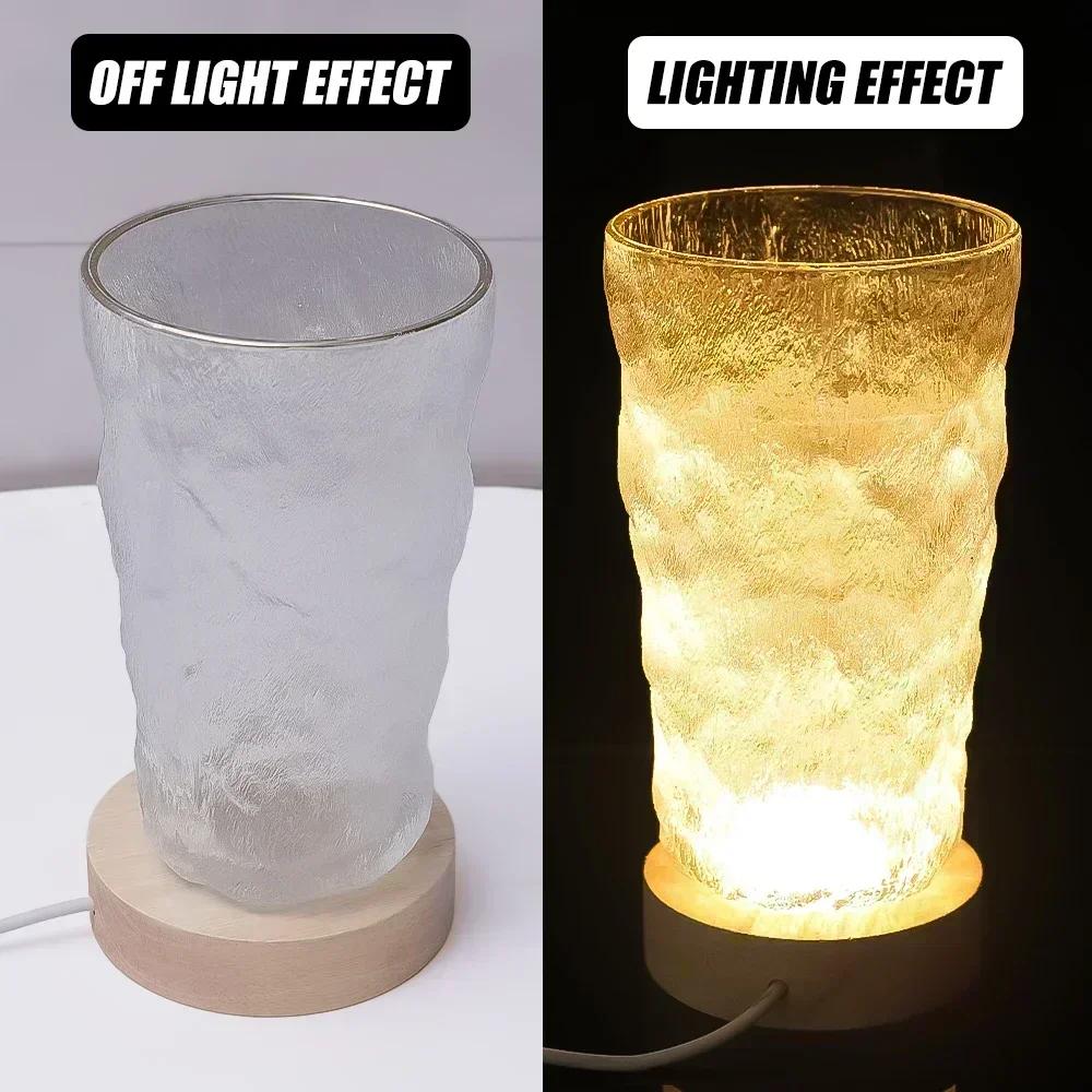 1/4pcs Wooden LED Display Base Light Luminous USB Lamp Holder for Crystal Ball Glass Resin Art Ornament Stand Decor Kids Gifts