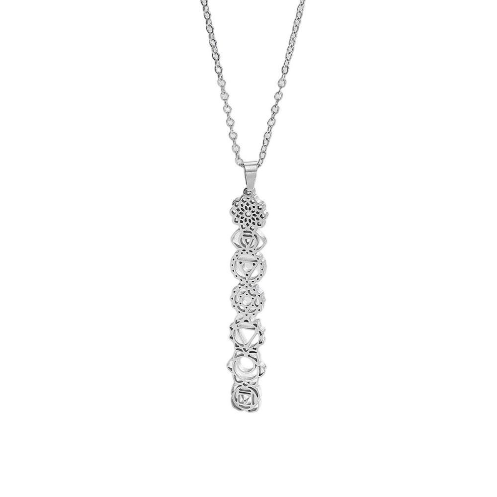 Edelstahl 7 Chakra Anhänger Halsketten Yoga Meditation Schmuck für Reiki Therapie