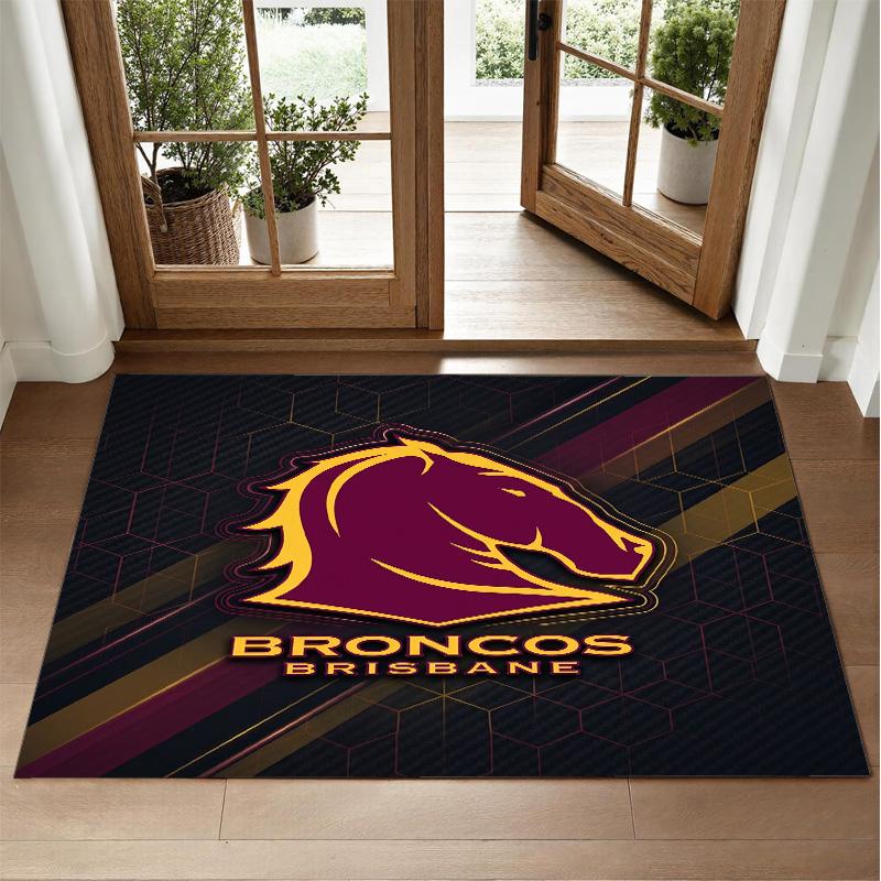 Brisbane Broncos Tasarımlı Kristal Kadife Halı Yatak Odası Girişi İçin Yumuşak Dekoratif Mat