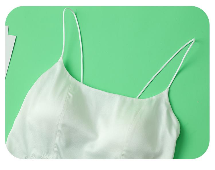 Silk Satin Mulberry Strap Top with Padded Bustier Bandeau Bra and Lace for Women