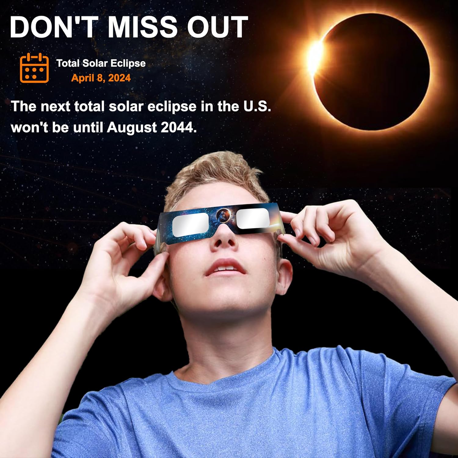 Solar Eclipse Glasses AAS Approved 2024,12 Pack Solar Eclipse Glasses for Direct Sun Viewing-ISO 12312-2:2015(E) & CE Certified