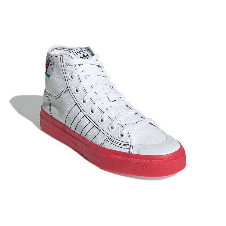 Adidas Originals Nizza Hi Rf High-Top Skate Shoes Unisex Skate Shoes White Red GX2708