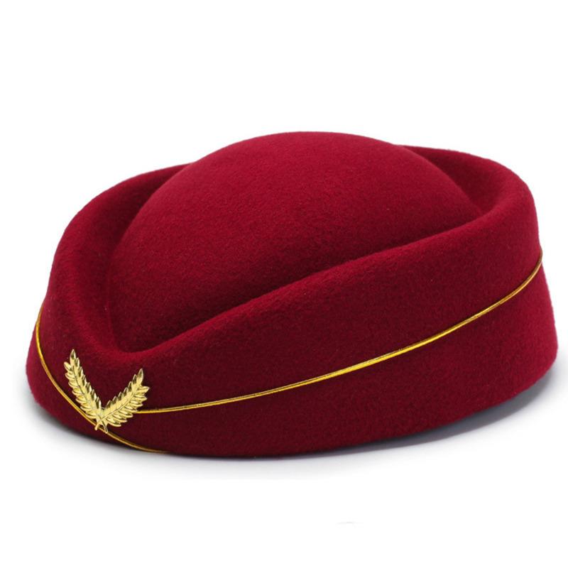 Air Hostesses Hat Stewardess Hat Beret Hat Women Formal Uniform Caps Accessory Party Hats Costume Accessories