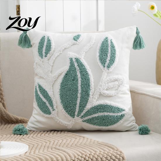 Boho Tufted Cushion Cover with Tassels, Cotton Linen Throw Pillow Cover, Modern Home Decorative Covers Case for Sofa Bed Couch, 18 x Inches