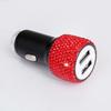 USB Car Charger Pink Crystal Diamond 5V 2.1A Dual Port Fast Charging Adapter 3 in 1 Charging Cable for IPhone Samsung Huawei