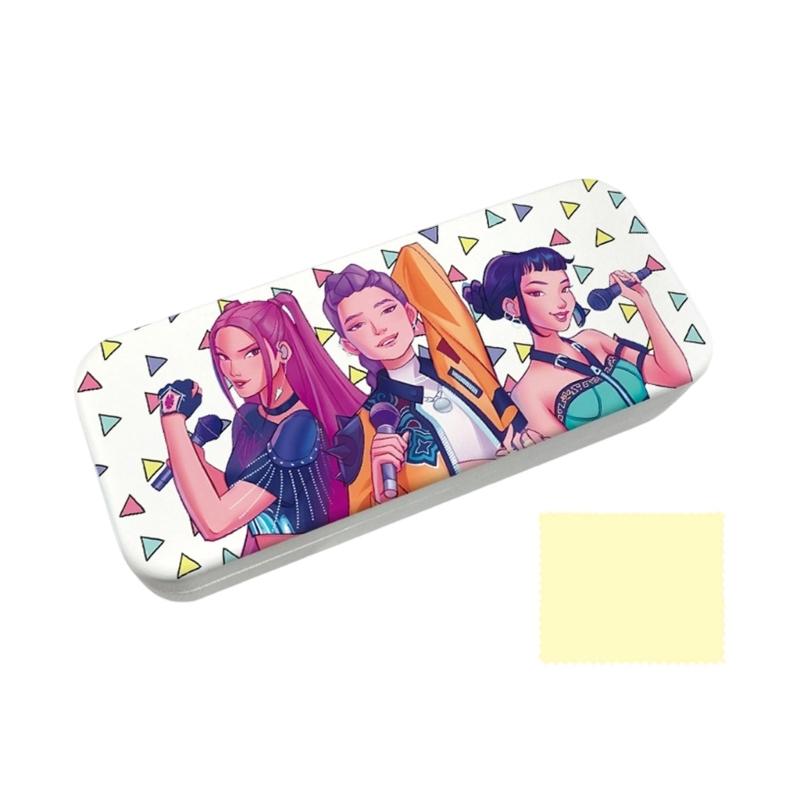Anime PU Leather Glasses Case Witch Hunters Design Soft Lining for Scratch Prevent Eyewear Holder for Daily Travel Use