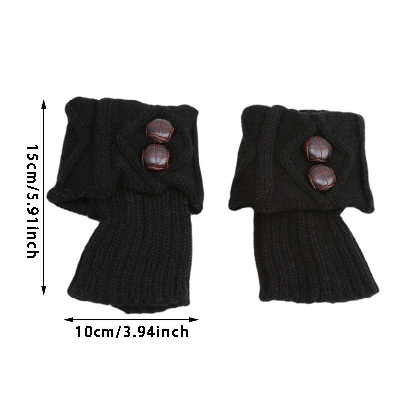 Women Winter Leg Warmers Lolita Sweet Girl Buttons Crochet Short Leg Warmers for Boot Lady Boot Knee High Boots
